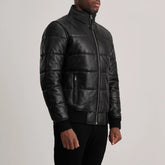 Lerus Black Leather Bomber Jacket